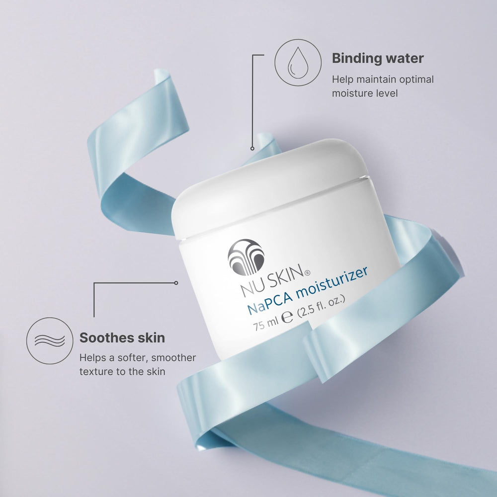 NuSkin NaPCA Moisturizer applied around eyes for soothing hydration