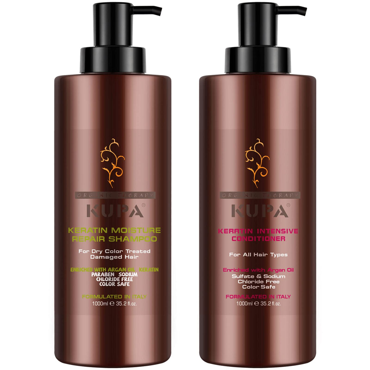 NUSPA Natural Argan Oil Shampoo bottle—nourishing formula for damaged hair.