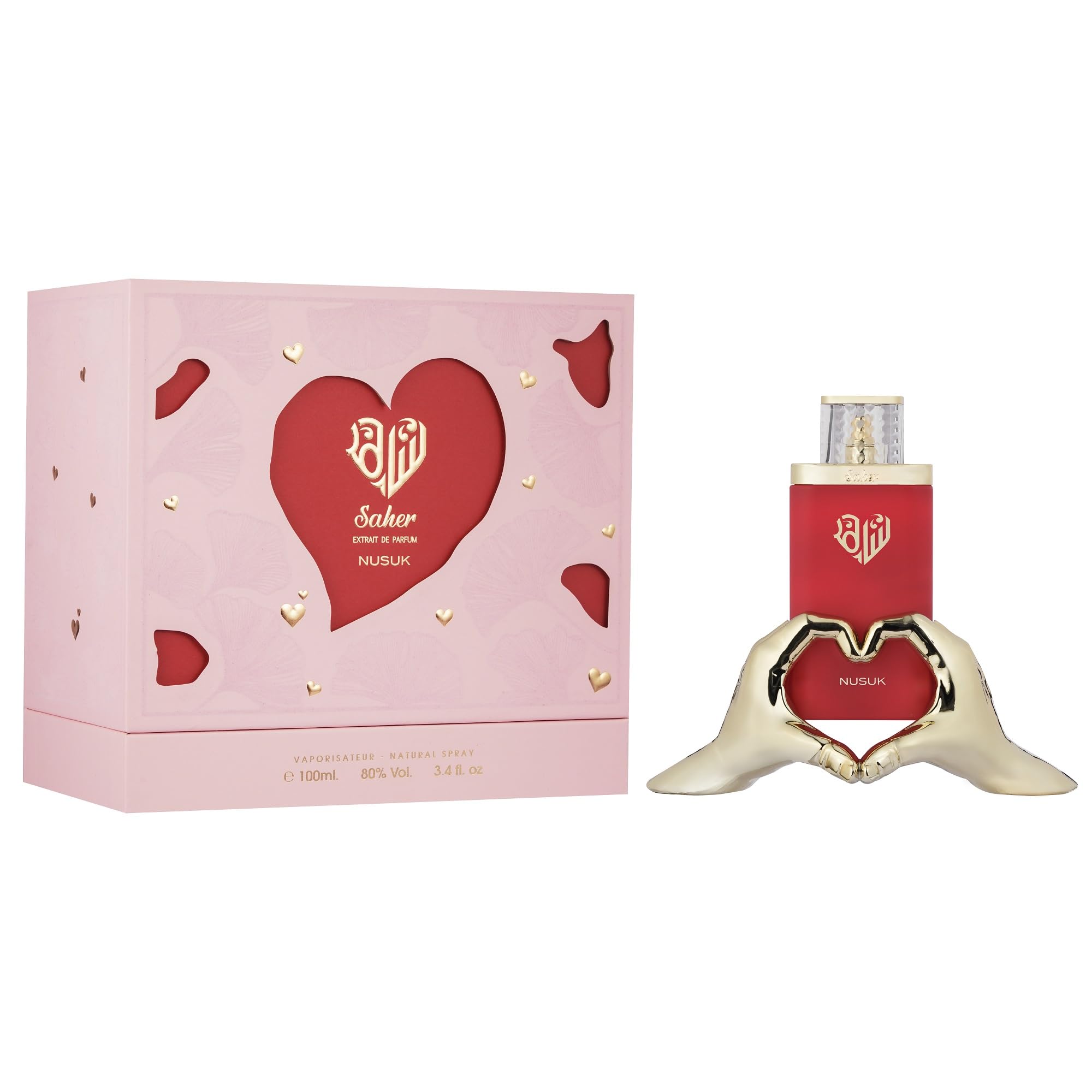 Nusuk Saher EDP close cap shot emphasizes premium bottle details.