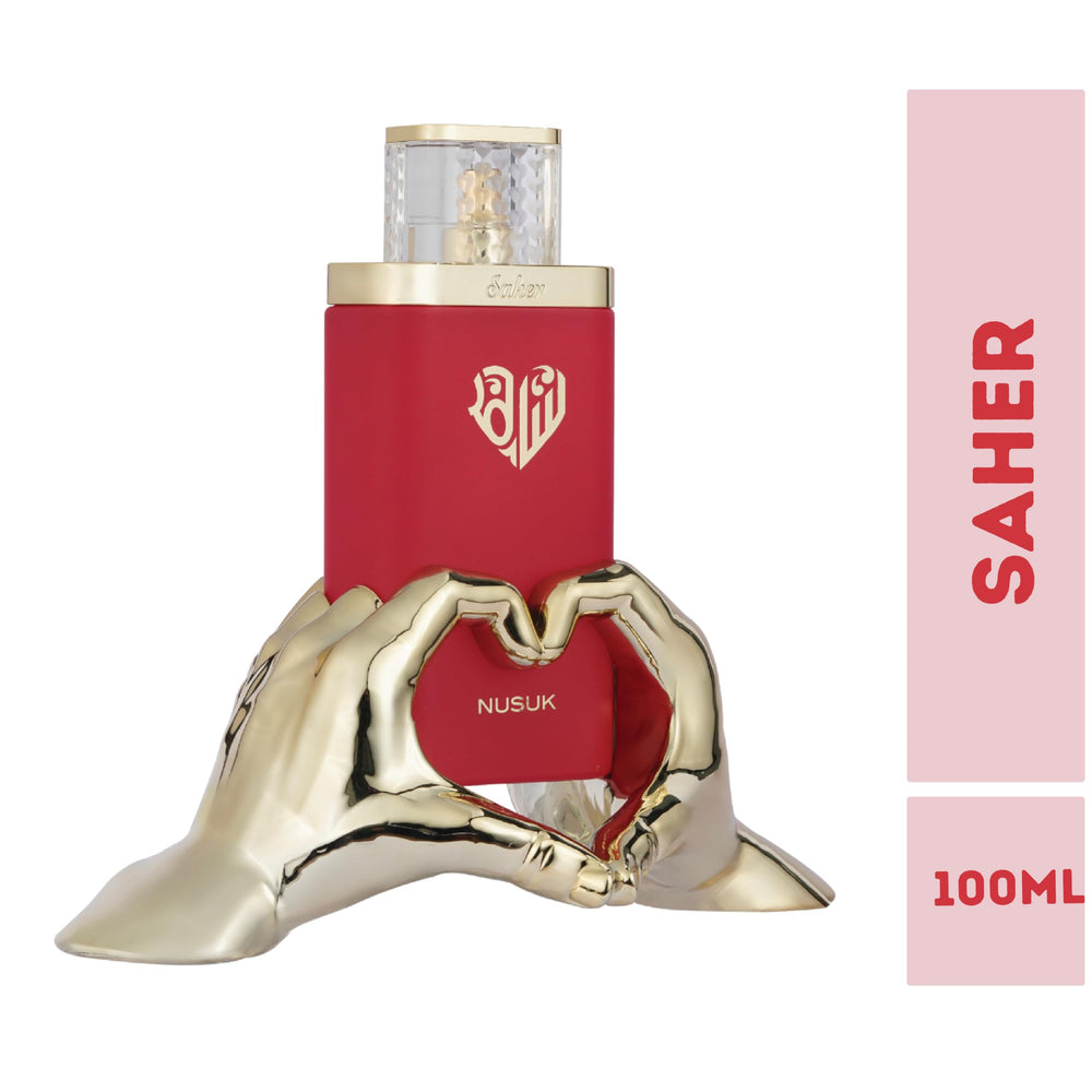 Nusuk Saher EDP packaging box highlights premium, gift-worthy presentation.