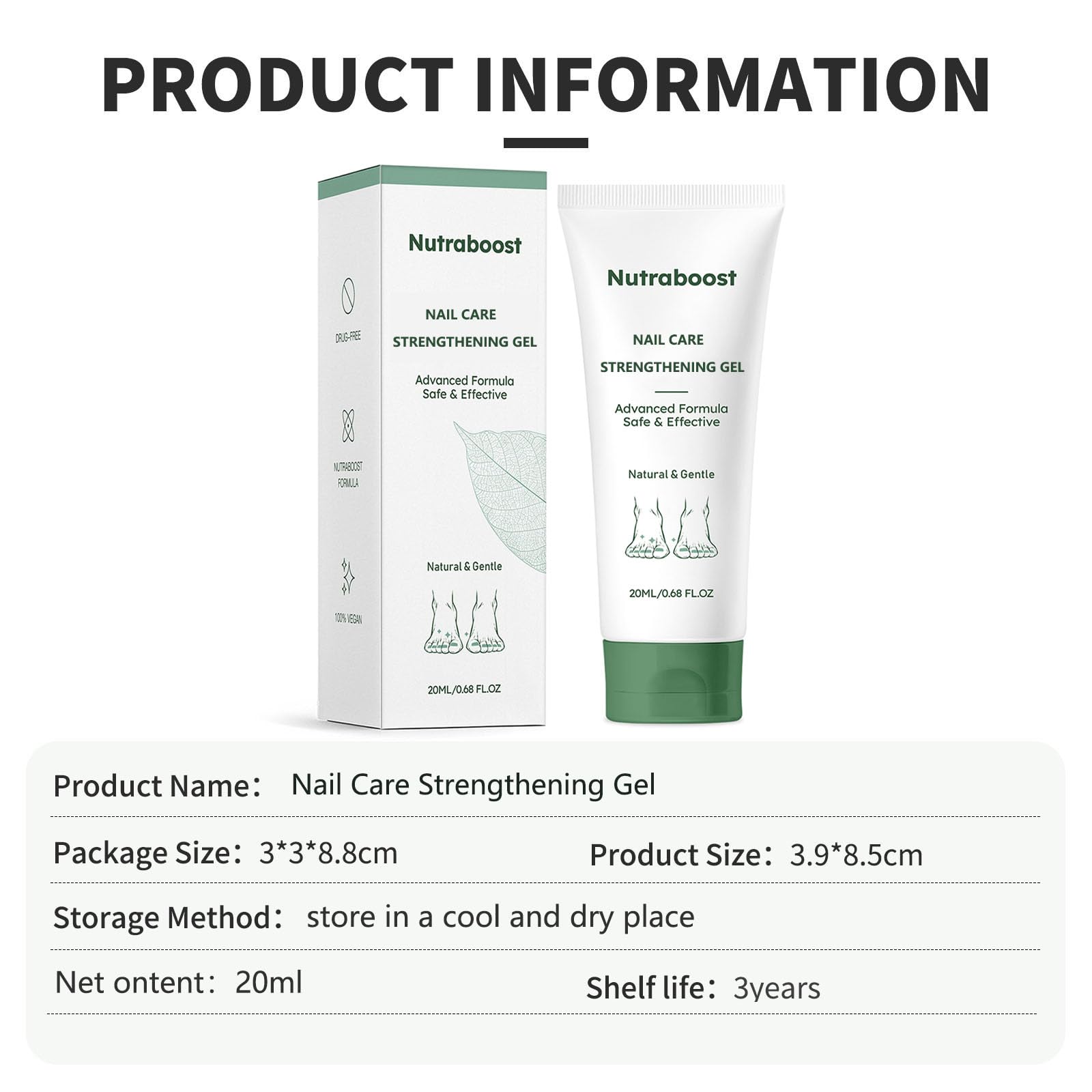 Nutraboost nail care gel application close-up shows smooth texture for easy use