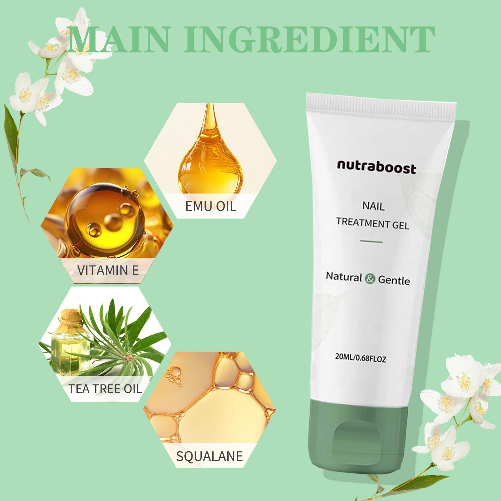 Nutraboost Nail Care Solution 20ml bottle shown for convenient on-the-go use