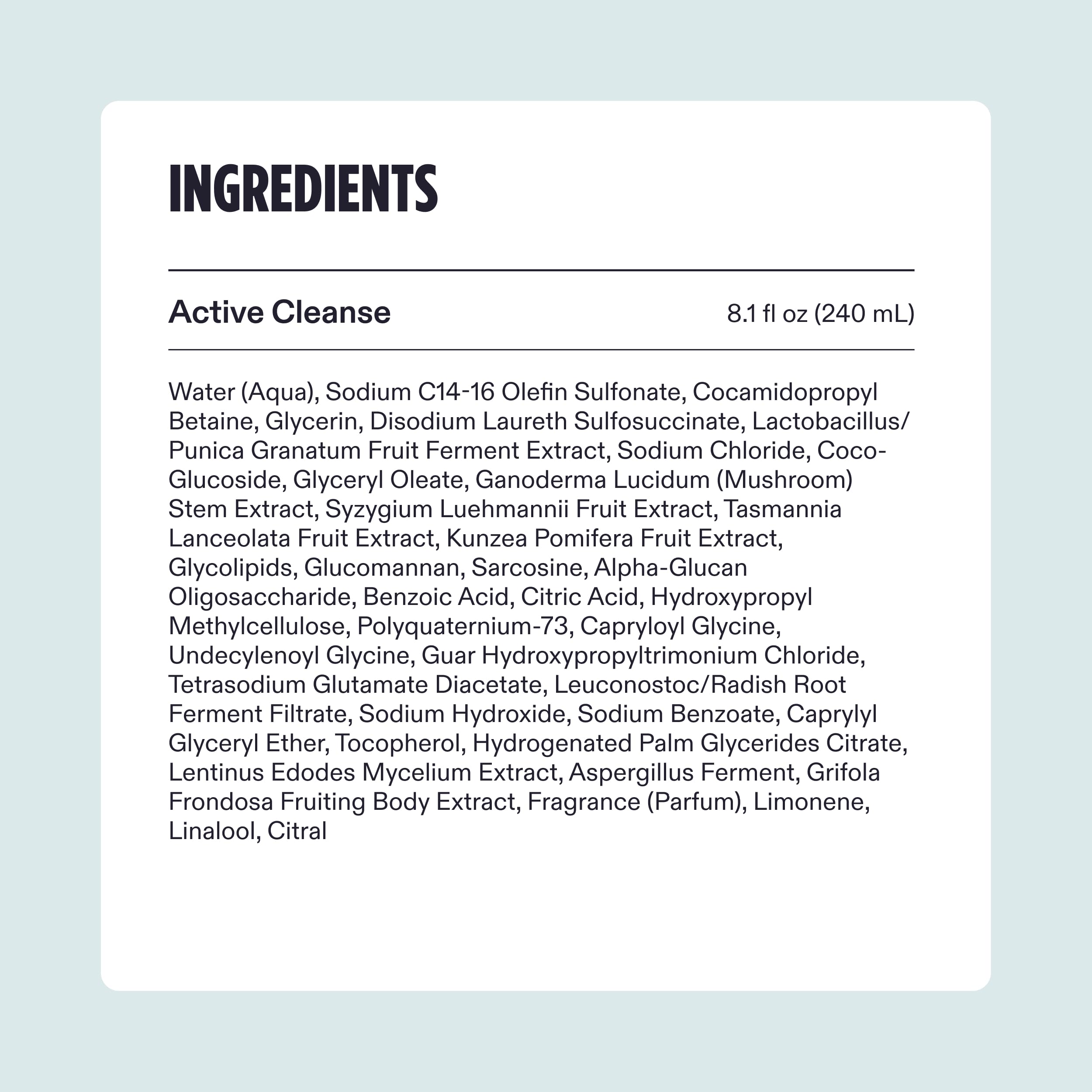 Nutrafol amino acid purification blend emphasizes gentle cleaning and hydration.