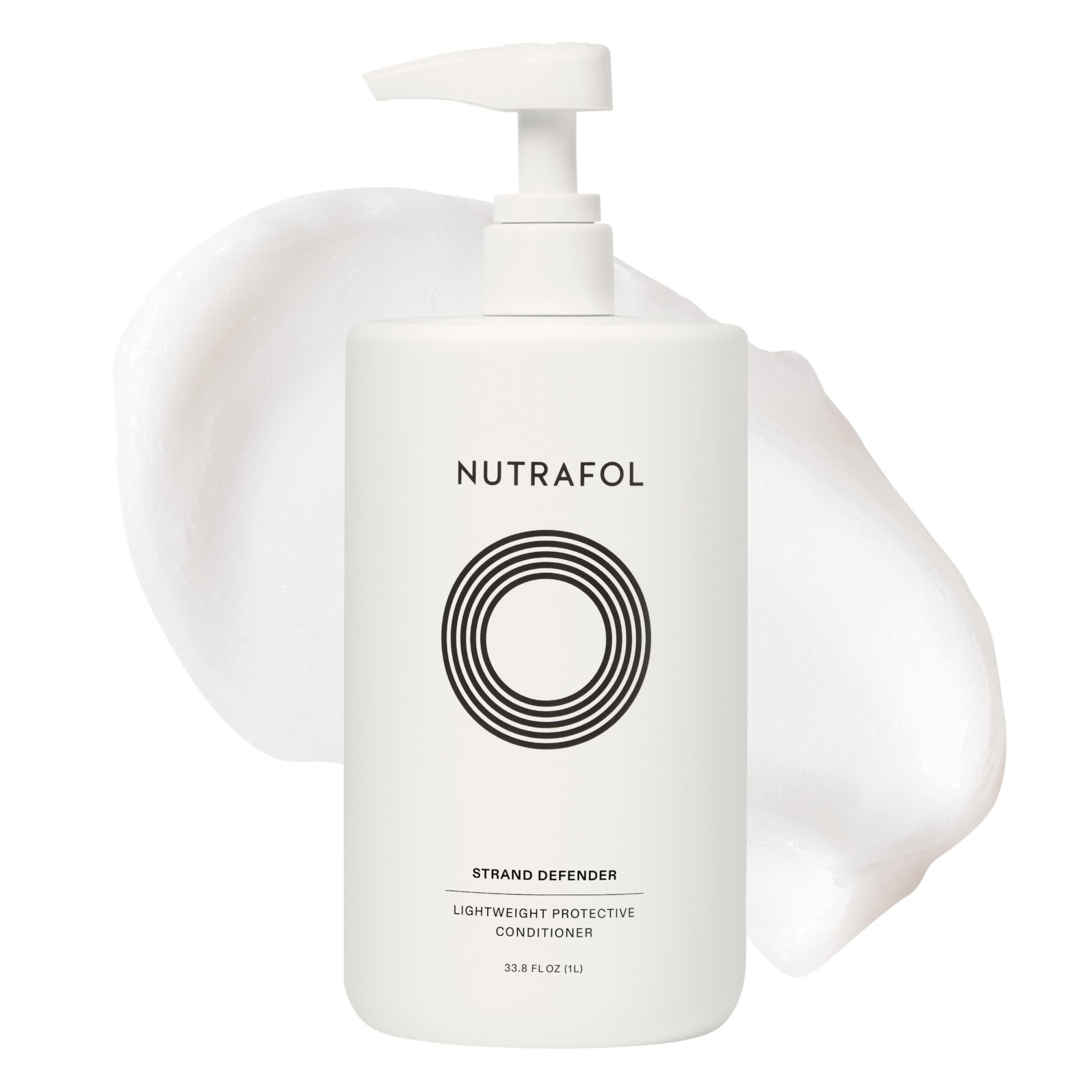 Nutrafol Conditioner bottle with pump for daily moisture and color-safe protection.