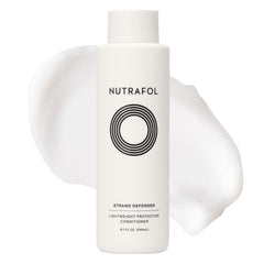 Nutrafol Strand Defender Conditioner bottle front highlights color-safe thinning hair support.