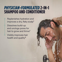 Nutrafol Men’s 2-in-1 conditioner detangling, illustrating smoother hair.