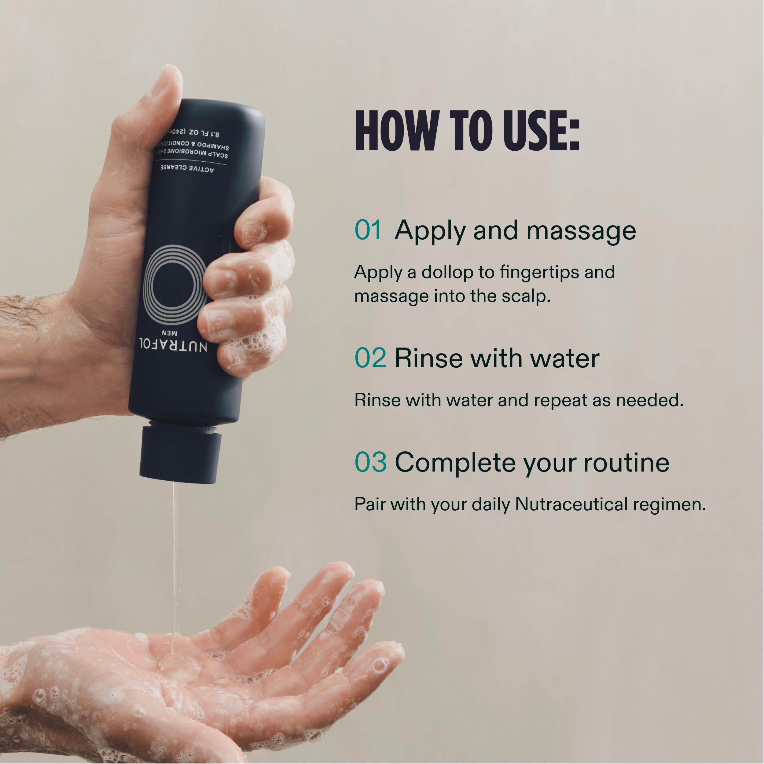 Nutrafol microbiome-friendly certification badge signals compatibility with scalp flora.