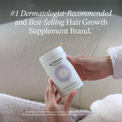 Nutrafol Postpartum bottle-side view highlighting easy daily capsule routine