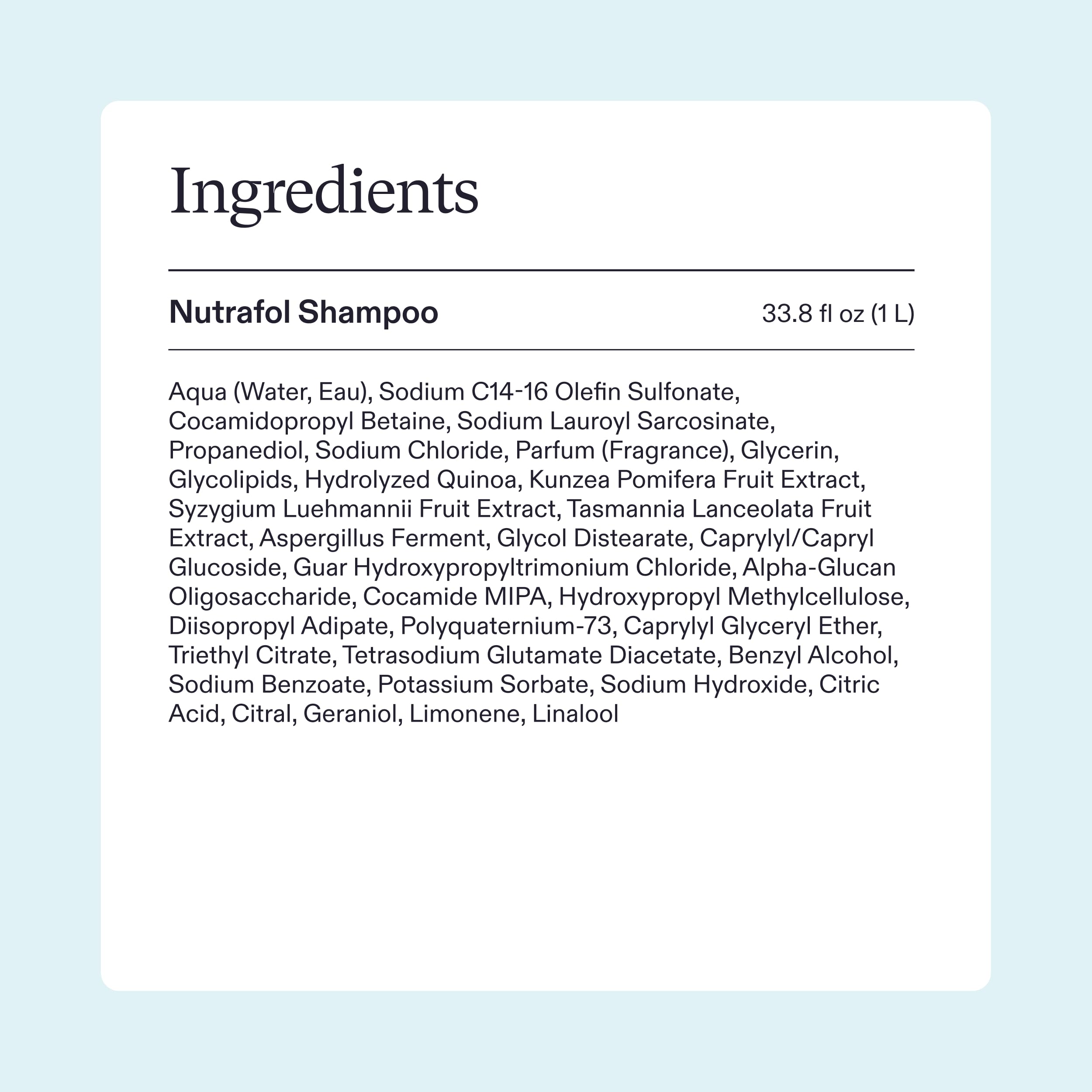 Sulfate-free Nutrafol Shampoo cleanses without stripping the scalp's moisture.