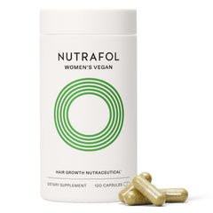 Nutrafol women's hair growth bottle closeup for a consistent daily routine