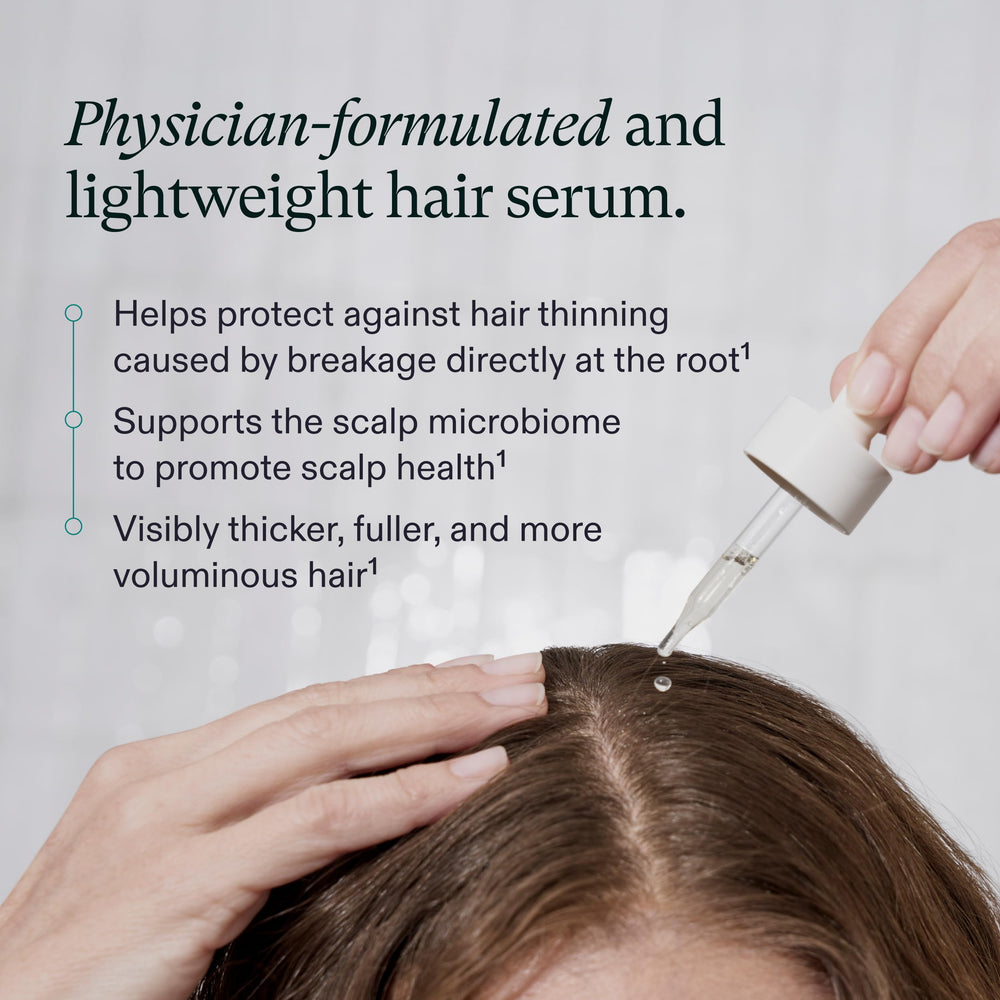 Close-up of Nutrafol serum texture, fast-absorbing and non-greasy