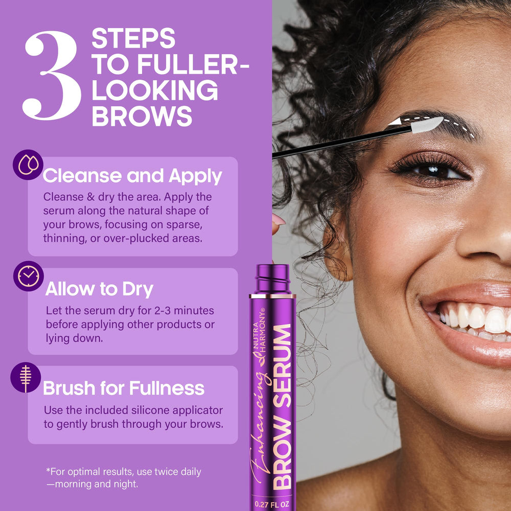 NutraHarmony castor oil coats brow hairs for nourishment.