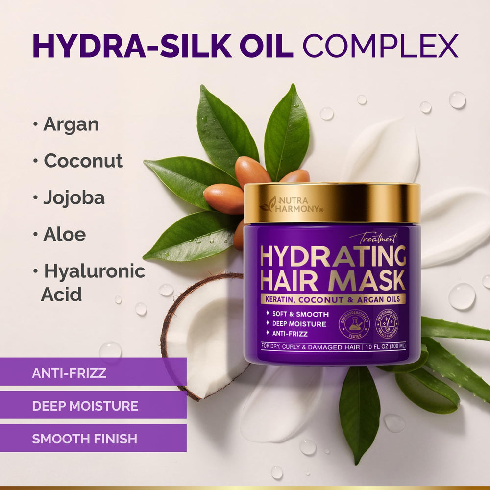 Damp hair with NutraHarmony mask delivering enhanced smoothness