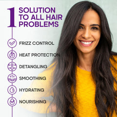 NutraHarmony Hydrating Hair Serum frizz-control delivers a sleek, weightless finish.