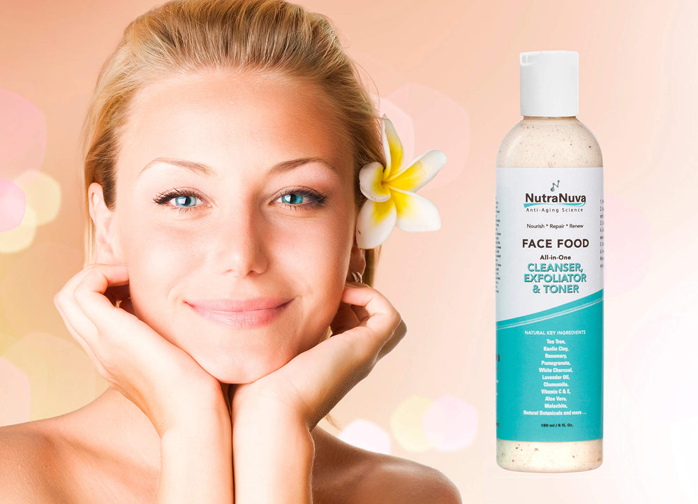 NutraNuva Face Food vitamin C and B5 boost supports brightness and hydration.