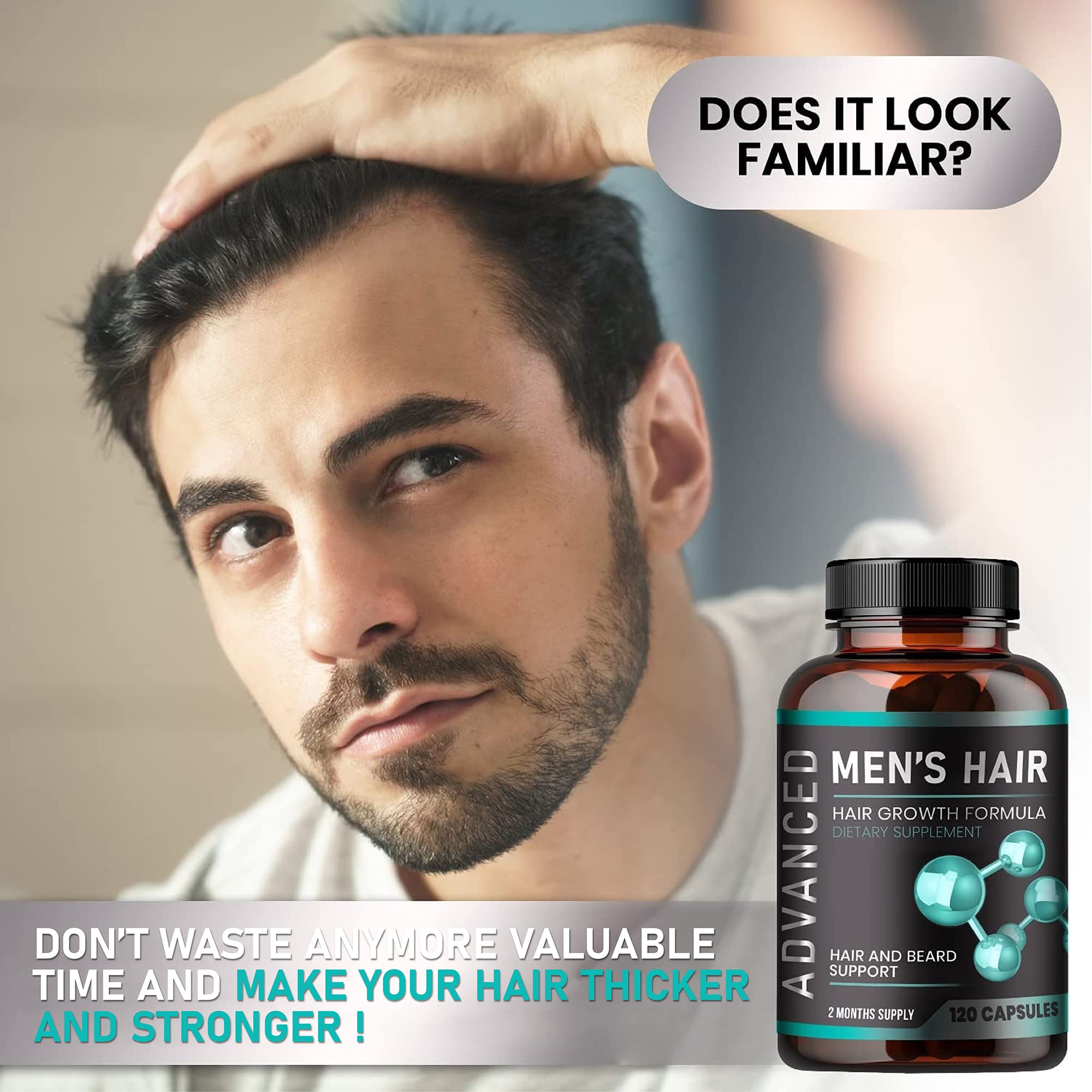 NutraPro capsules with growth chart illustrating possible hair vitality