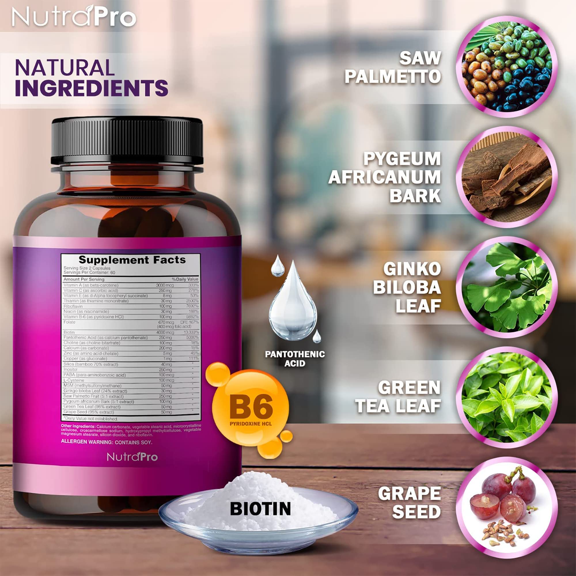 NutraPro dietary supplements scene suggests a daily routine for hair health.
