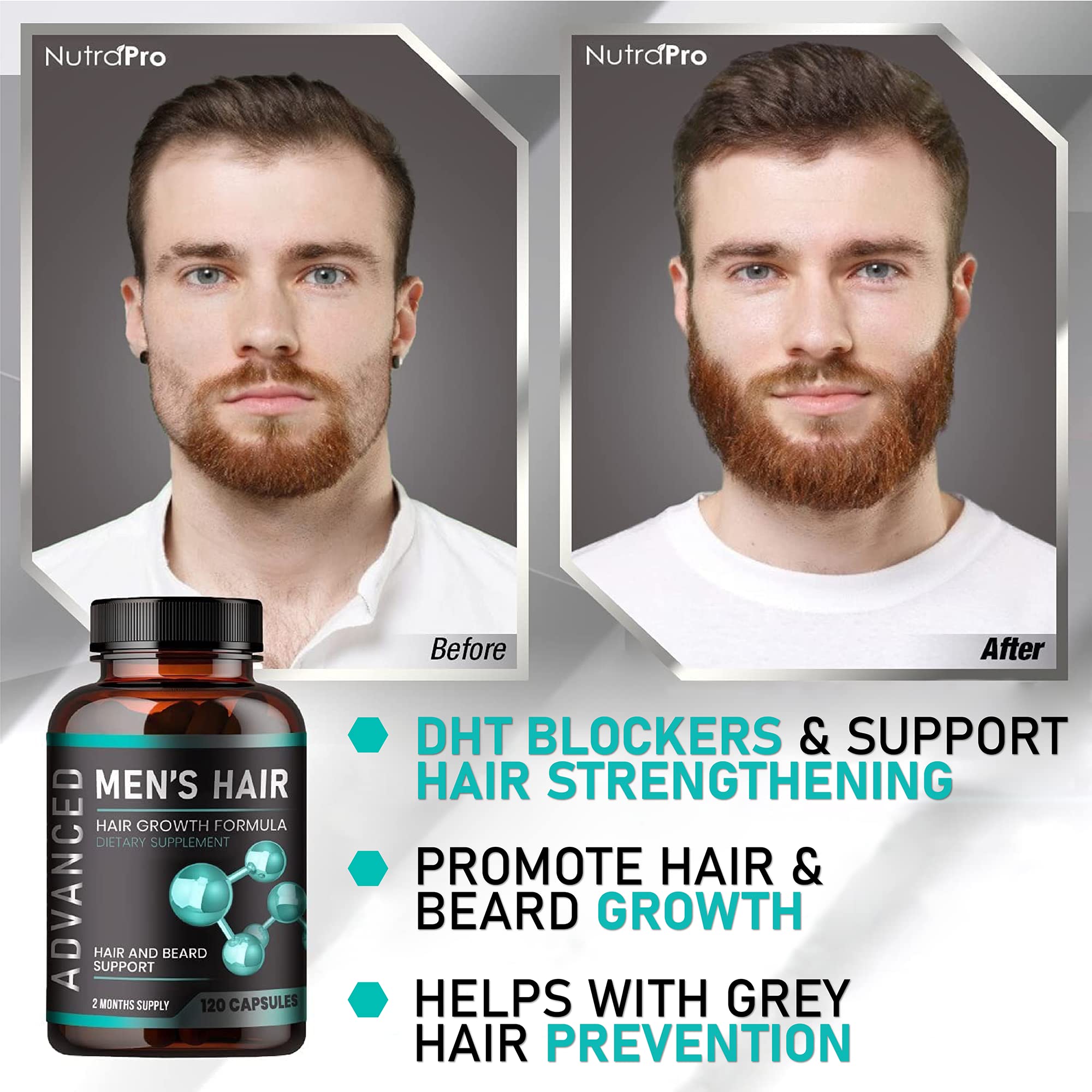 NutraPro bottle on shelf for a daily men’s hair vitality routine