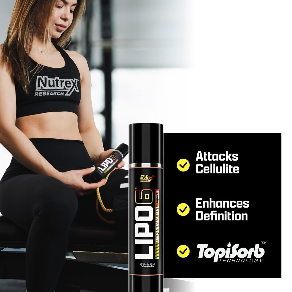 Nutrex Lipo-6 Defining Gel on arms area supports tightening and hydration