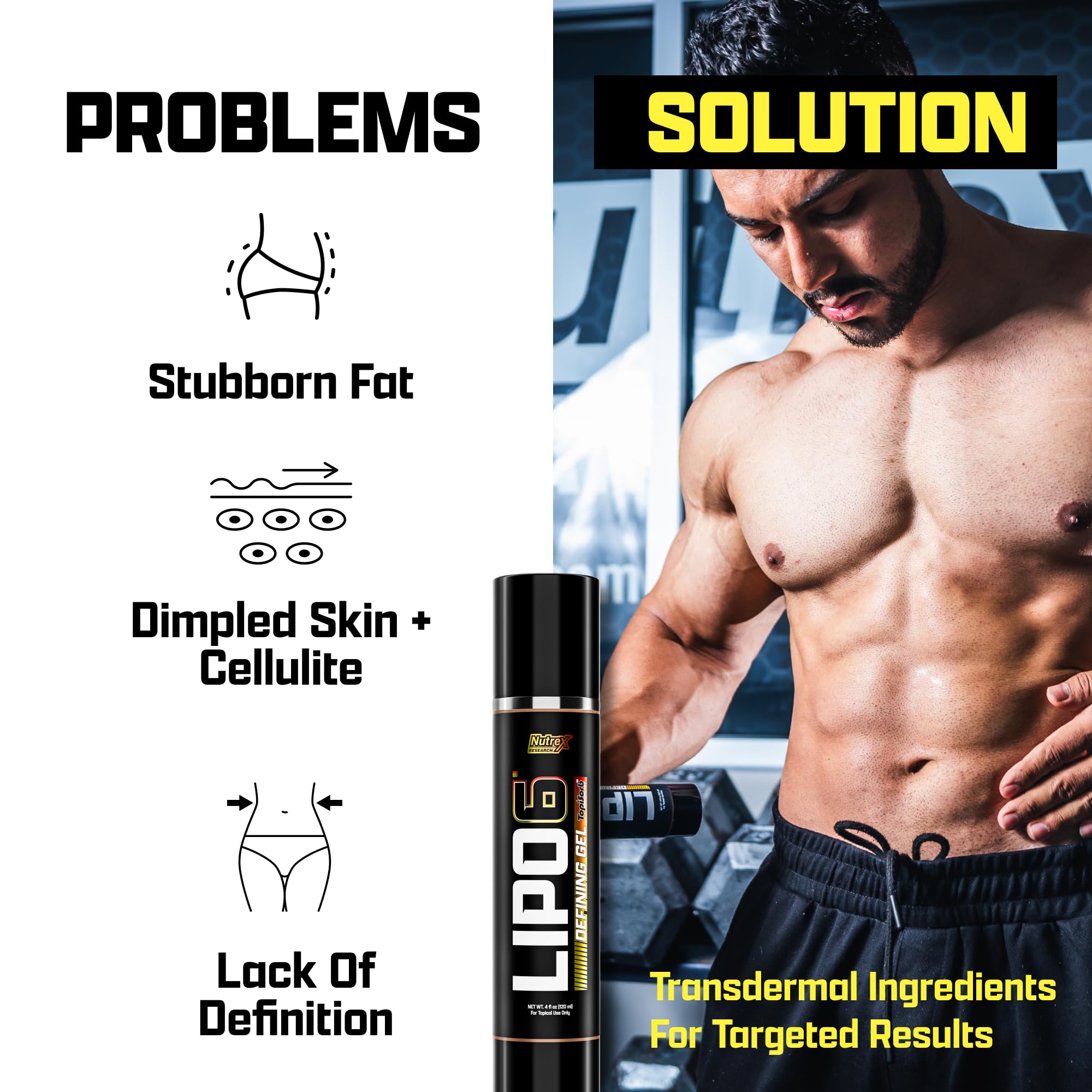 Nutrex Lipo-6 Defining Gel on thigh area improves skin tone