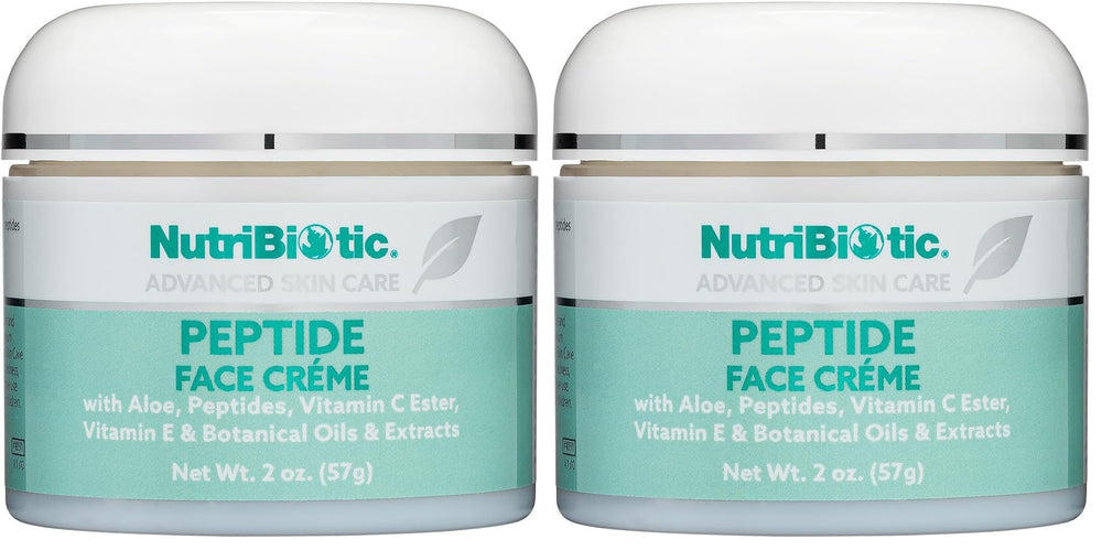 NutriBiotic peptide face creme bottle closeup showing premium packaging and hydration potential