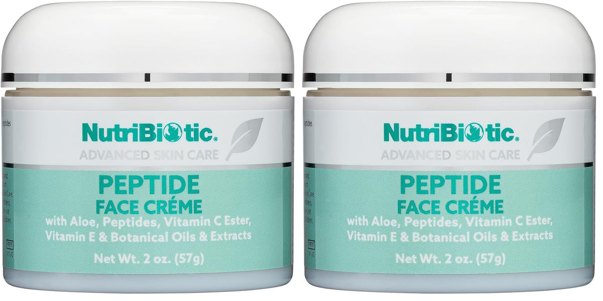 NutriBiotic peptide face creme bottle closeup showing premium packaging and hydration potential