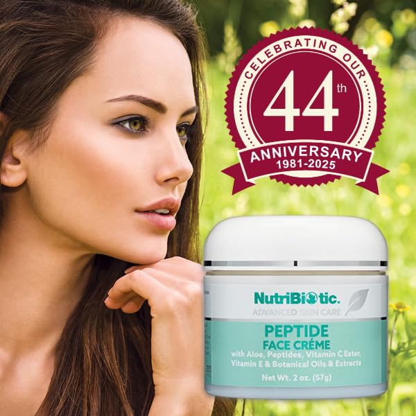 NutriBiotic peptide face creme face application demonstrates daily moisturizing calming feel