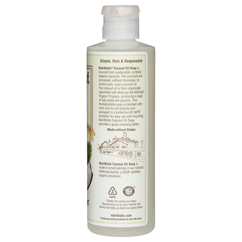 NutriBiotic organic label on coconut oil soap packaging.
