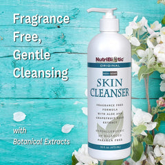 NutriBiotic Original Non-Soap Skin Cleanser twin pack on a bathroom shelf for shared use.