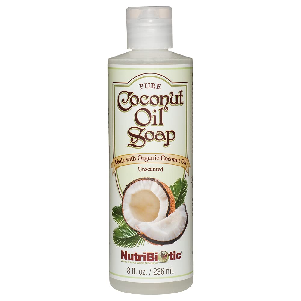 NutriBiotic coconut oil soap bar close-up, unscented and skin-friendly.