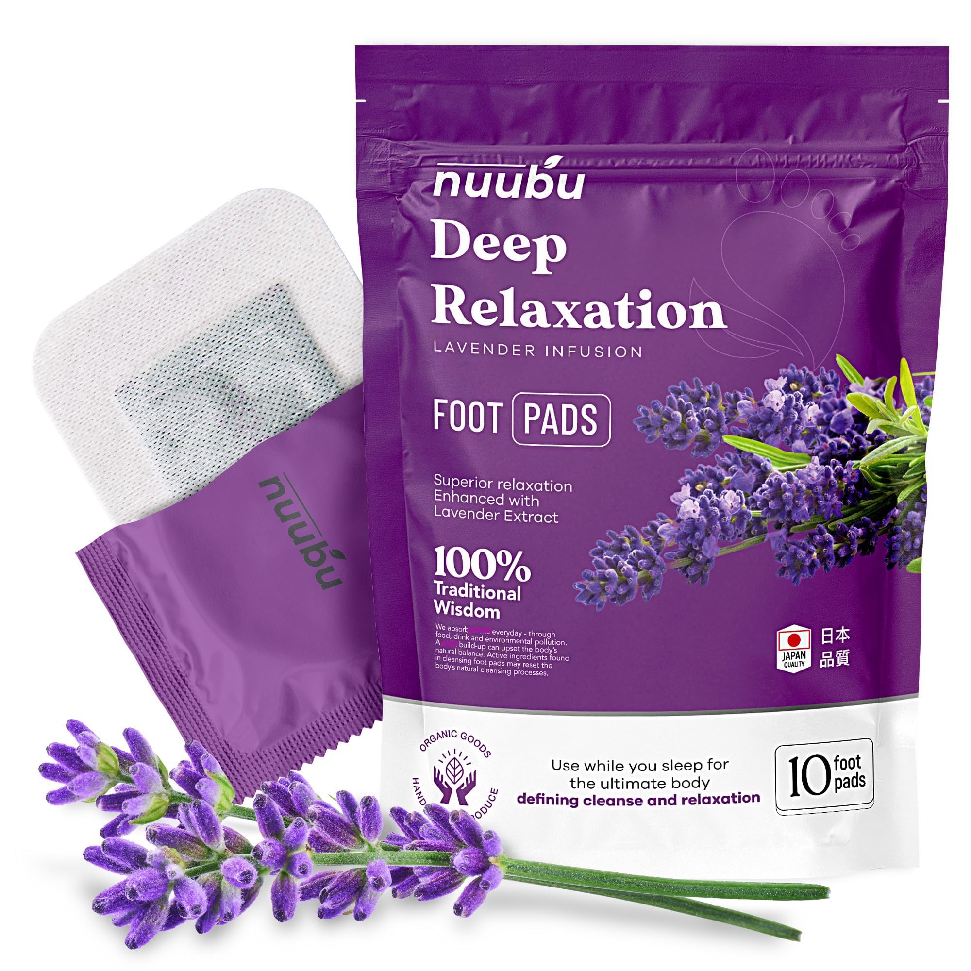 Nuubu deep cleansing application closeup shows patches on soles for refreshing feet