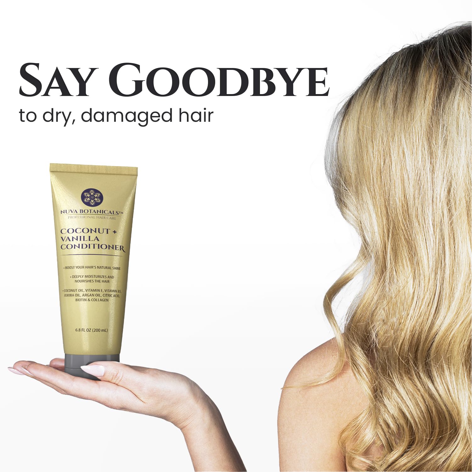 Nuva Botanicals brand logo—reliable hair care line for healthier-looking hair.