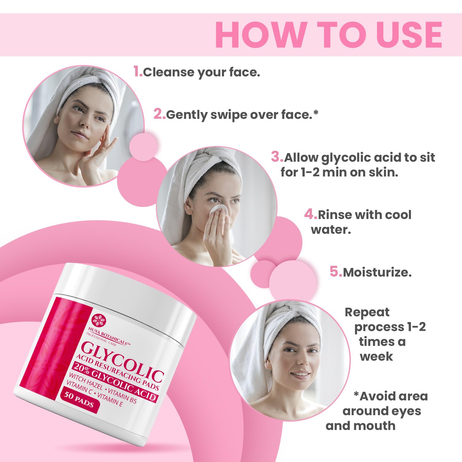 Nuva Botanicals glycolic pads promote brighter skin and refined pores.