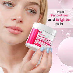 Nuva Botanicals glycolic pads texture closeup with exfoliating granules for smoother skin.