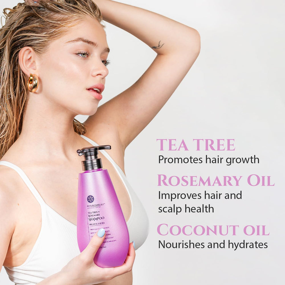 Nuva Botanicals Tea Tree Rosemary ingredients closeup shows nourishing oils