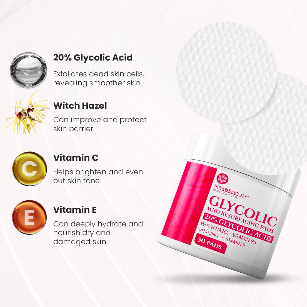 Nuva Botanicals vitamin C enriched pads ready for application on clean skin.