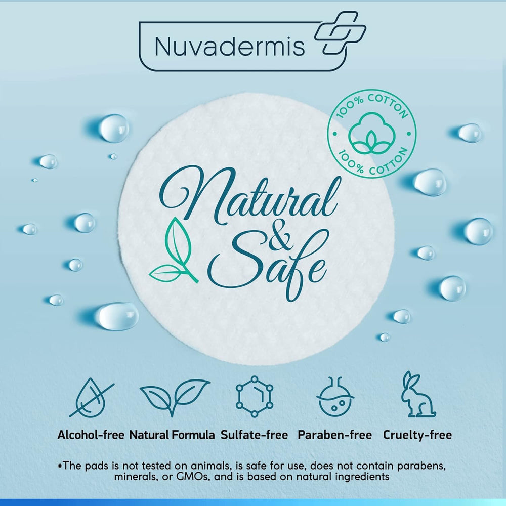 NUVADERMIS double-sided pad design enables efficient exfoliation across face and neck.