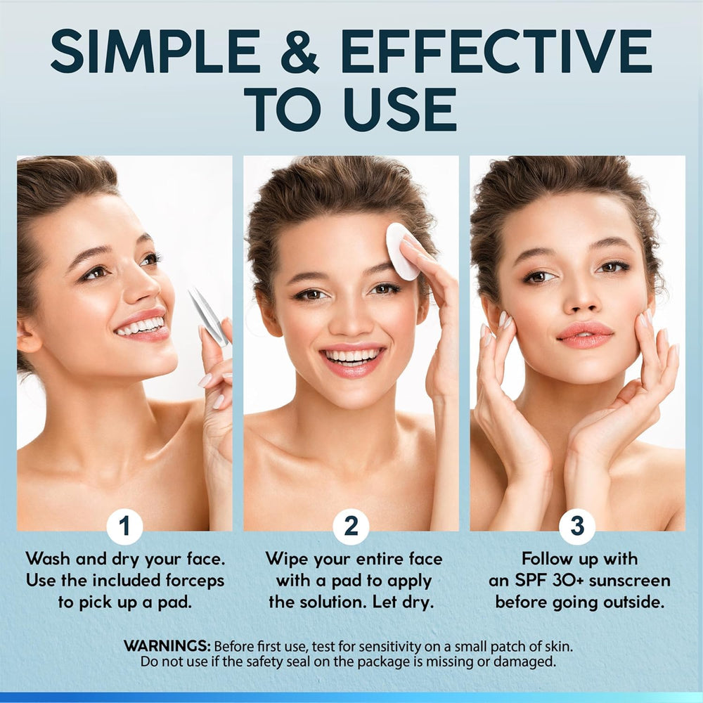 NUVADERMIS glycolic peel pads vanity scene set on a clean bathroom counter.