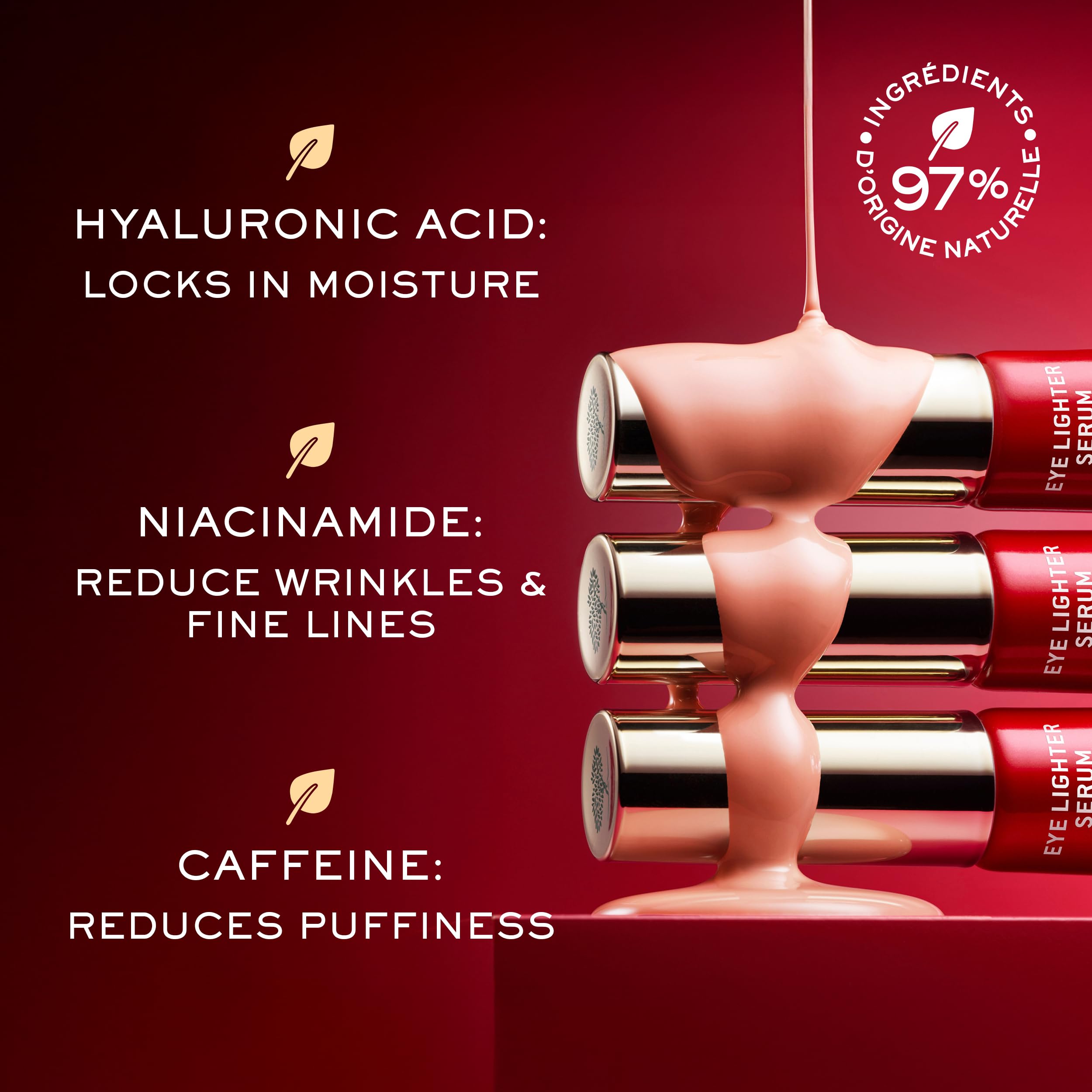 Nuxe Merveillance Lift Eye Lighter Serum with Caffeine reduces puffiness around eyes