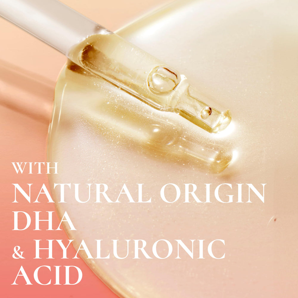 Drop of hyaluronic acid-infused self-tanning serum for hydration