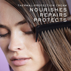 Close-up of application on damp hair showing even distribution and lightweight texture.