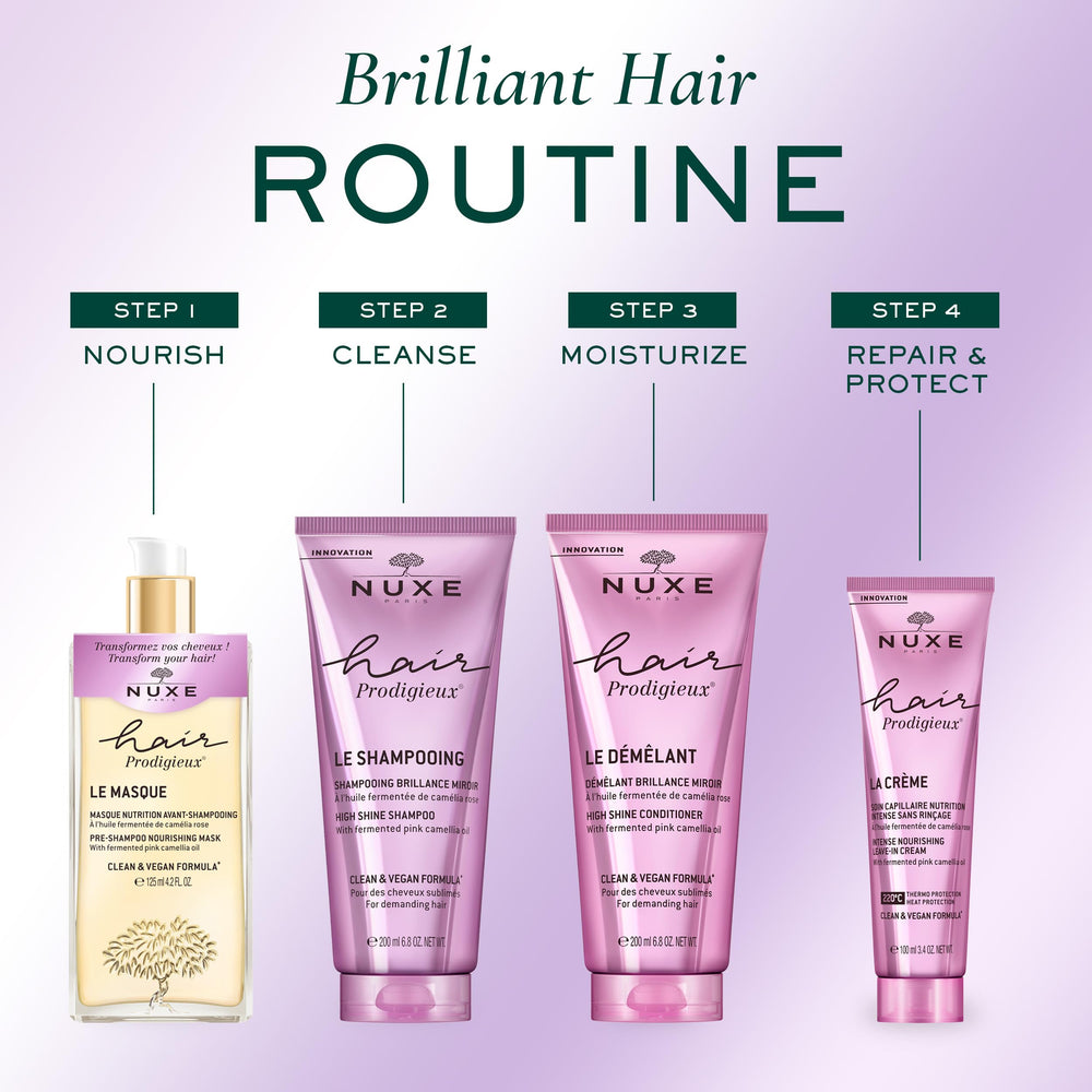 Nuxe formula showcases Argan and Jojoba Oils for nourishment.
