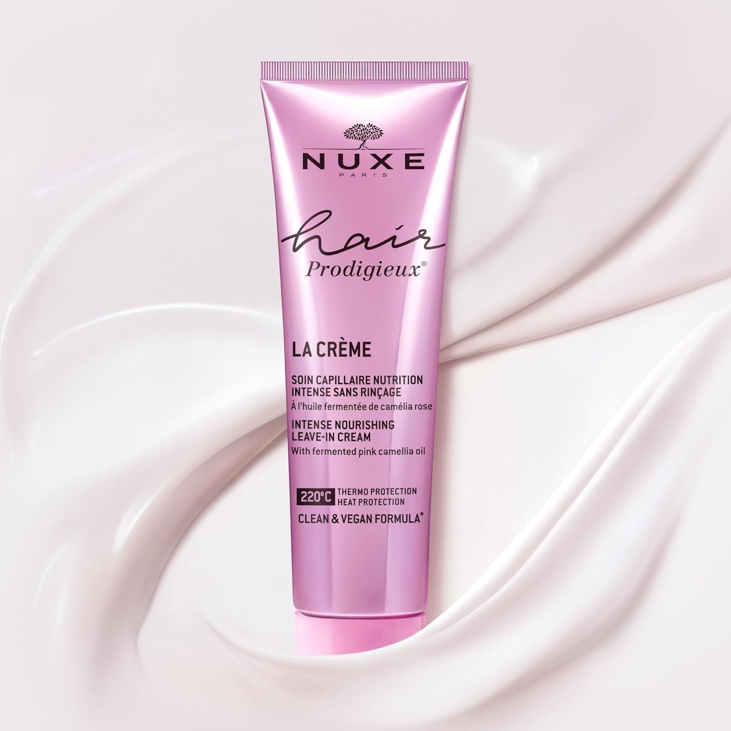 Nuxe Prodigieux packaging highlights 96% natural-origin ingredients.