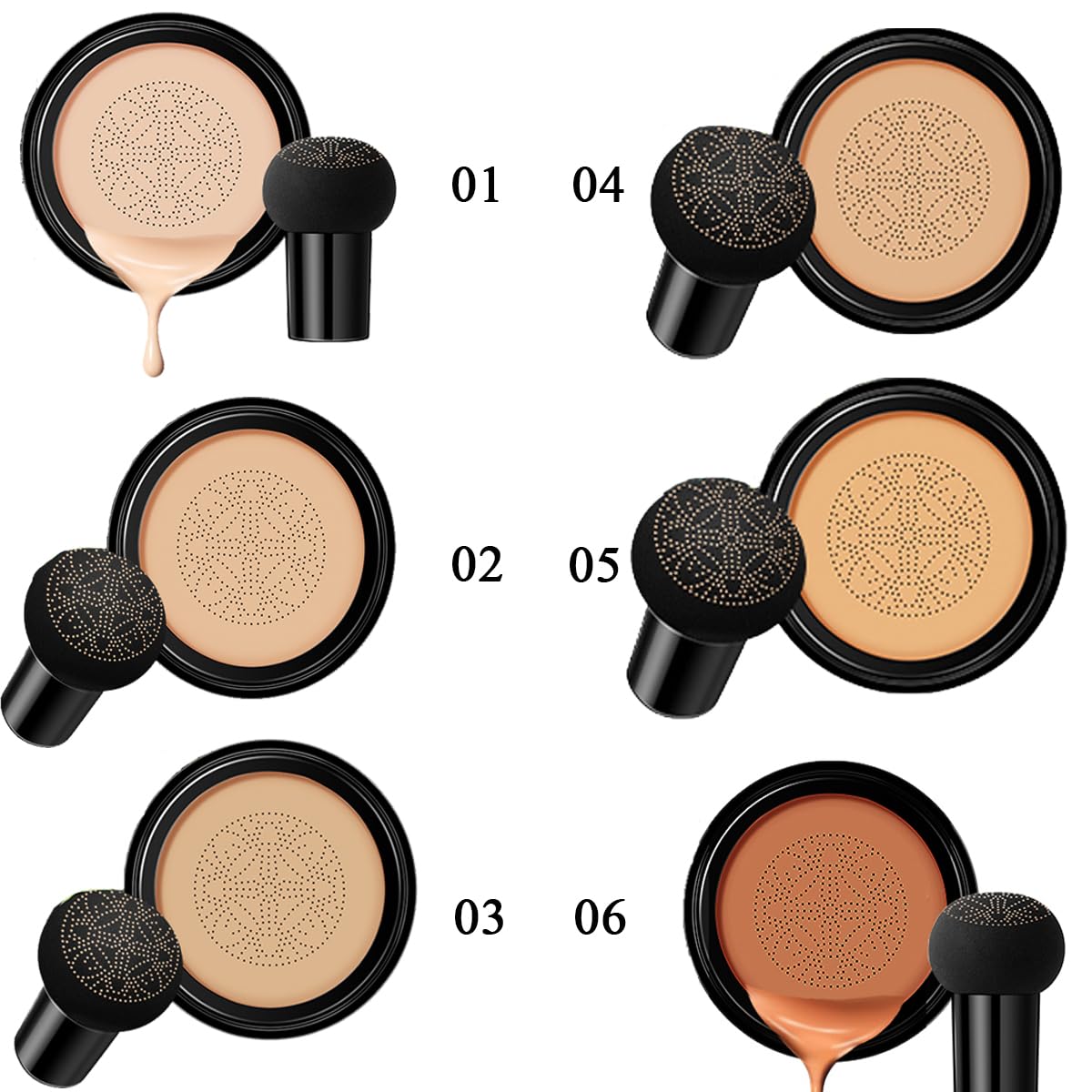 Nvyue easy-to-use cushion with lid and water-activated puff for mess-free makeup.