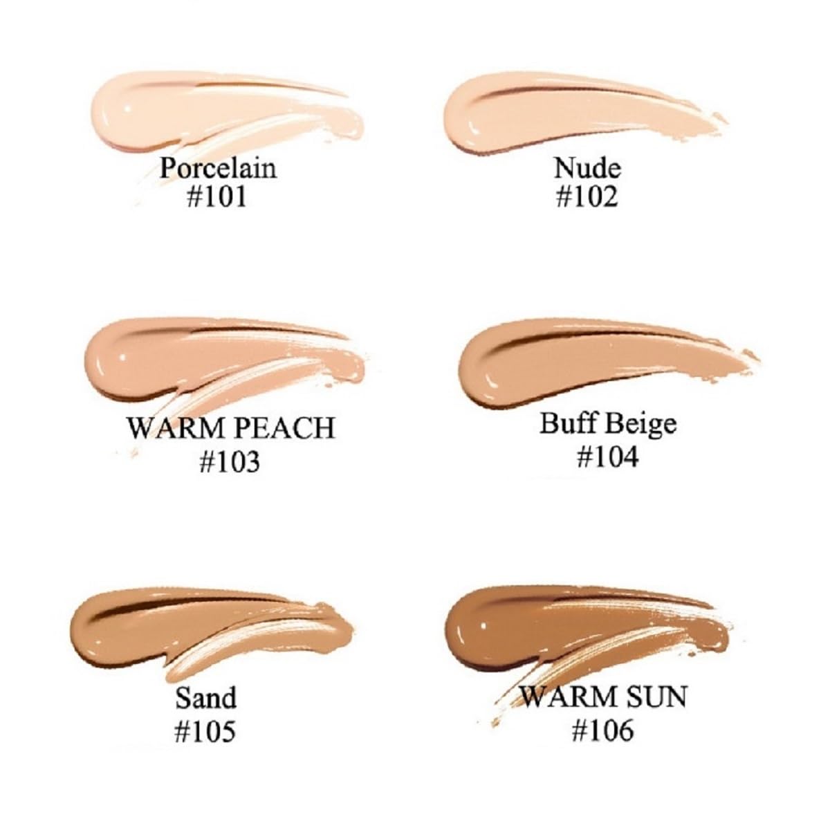nvyue PHOERA Foundation 103 Warm Peach swatch on skin shows shade accuracy.