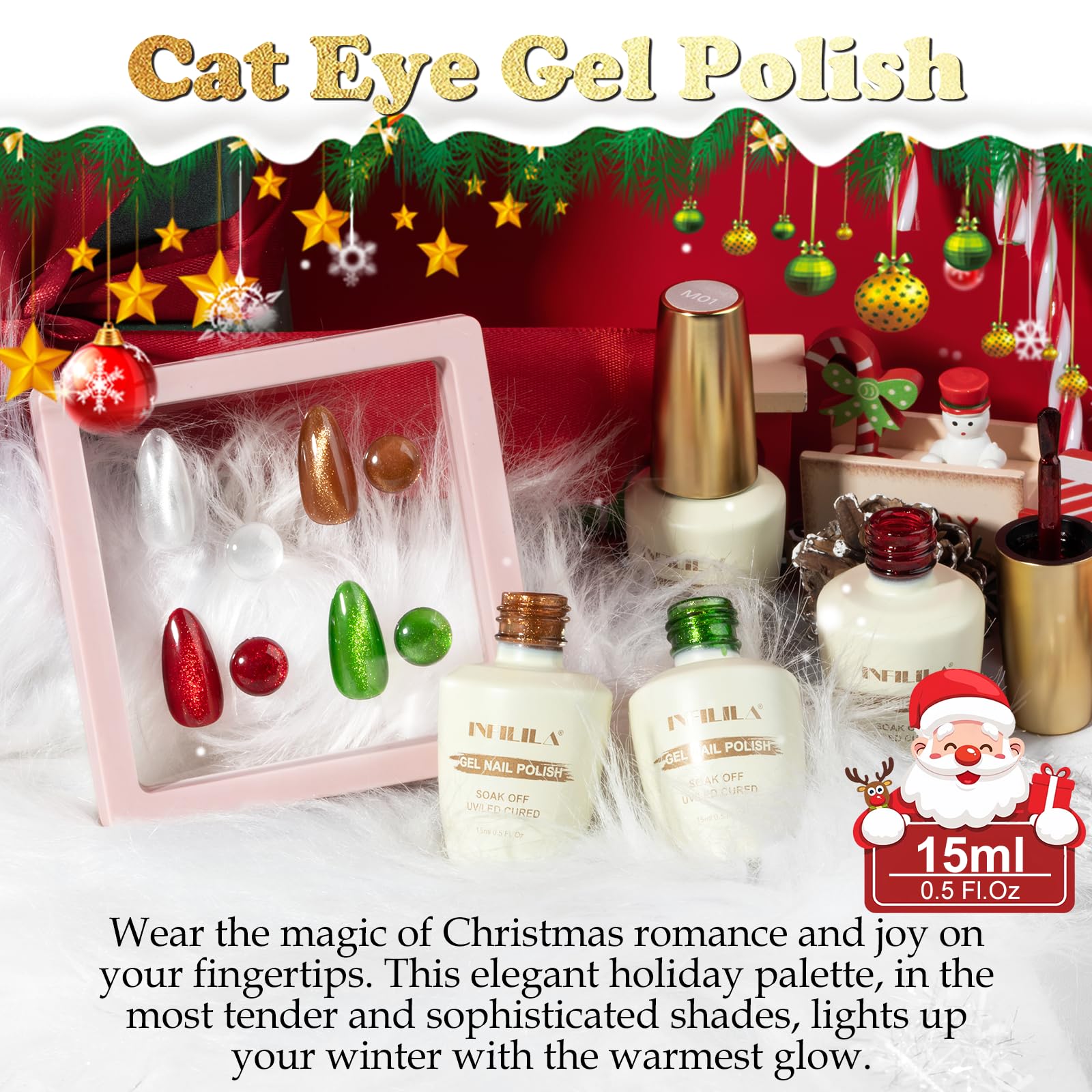 NXJ INFILILA cat eye green gel polish for festive looks and durable shine