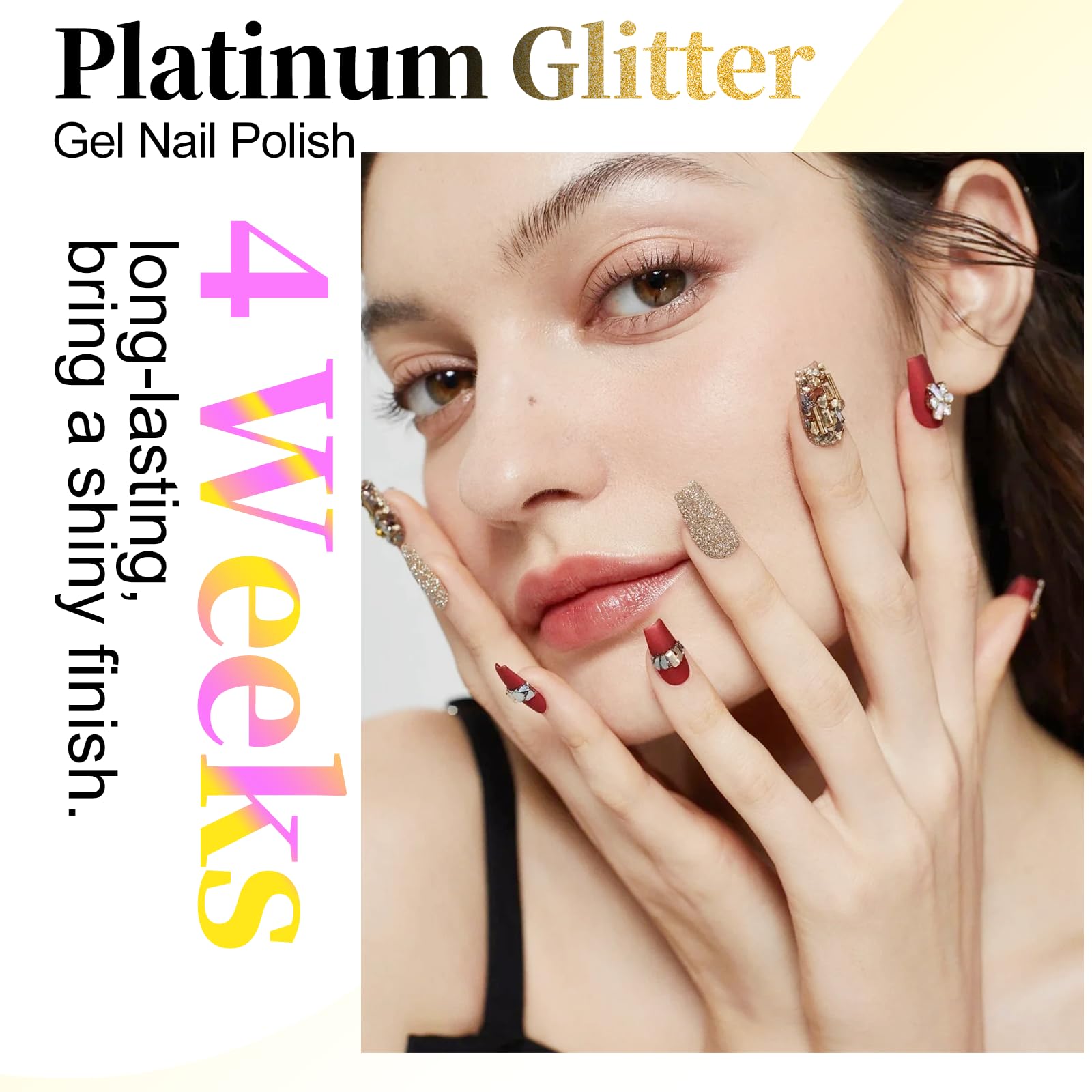 NXJ INFILILA gold-silver gel nail art set with shimmer