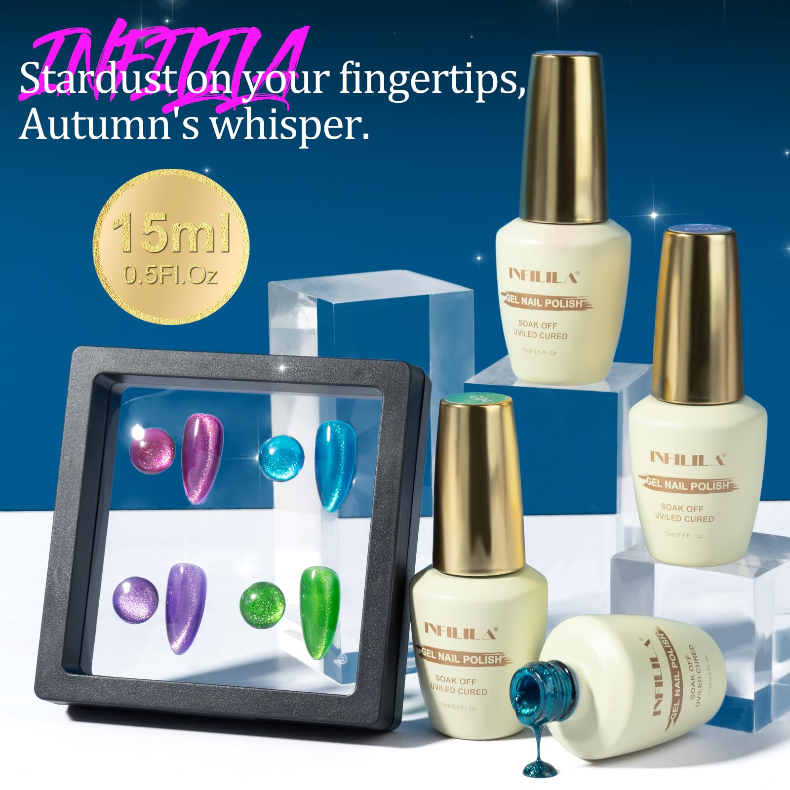 NXJ INFILILA Mysterious Purple cat-eye gel polish delivers depth with magnetic movement.