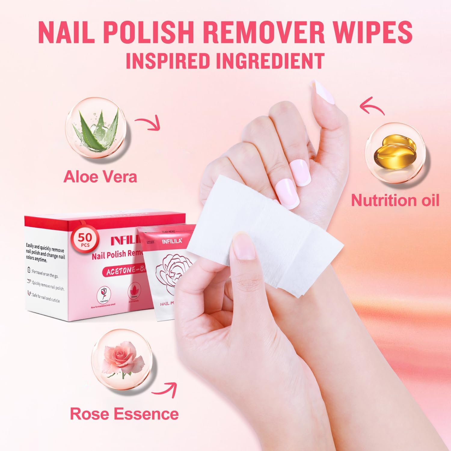 NXJ INFILILA aloe and vitamin E nourish nails during removal