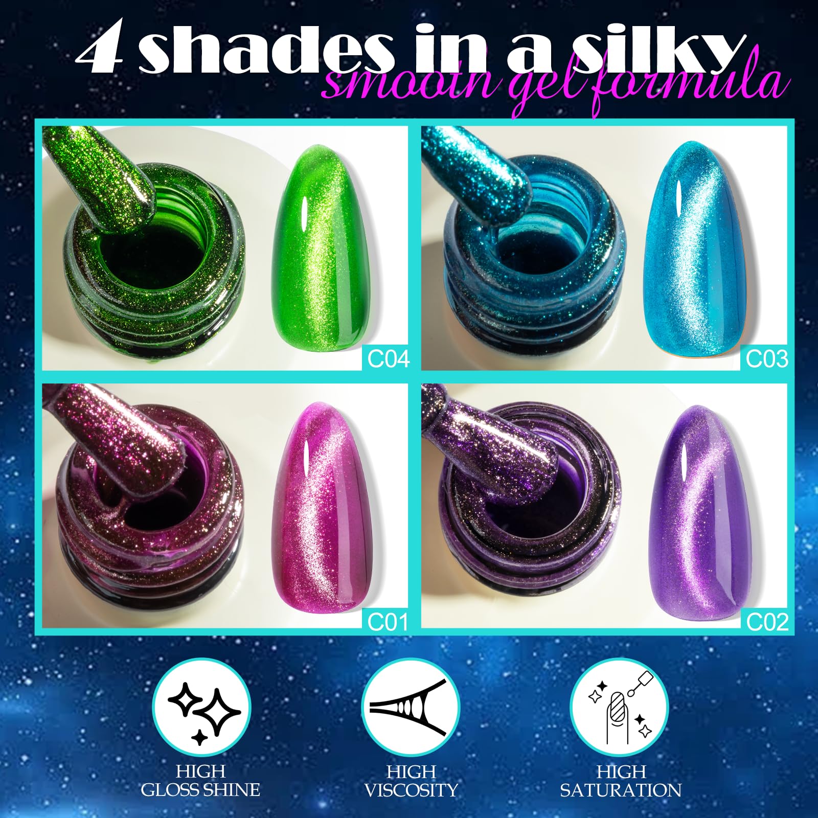 NXJ INFILILA Ocean Blue cat-eye gel polish with shimmering finish.